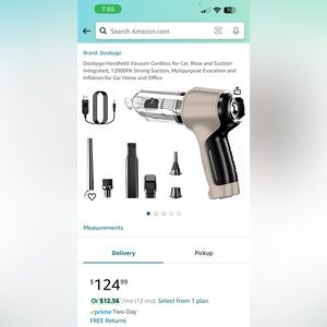 Doobygo Handheld Vacuum Cordless Blow and Suction Integrated, 12000 suction